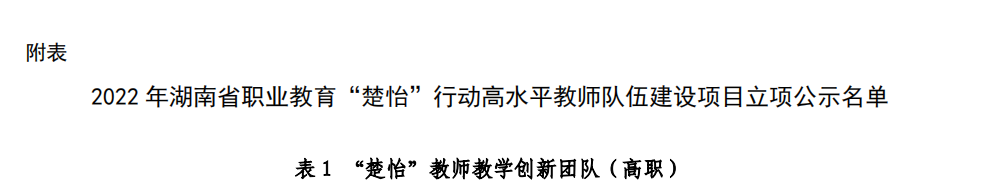 喜报|杏盛娱乐入选湖南省职业教育“楚怡”教师教学创新团队